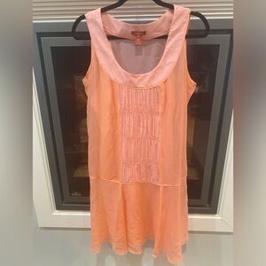 Women’s Pink Peach Coral Silk Sleeveless lightweight Gatsby Style Dress - Sz 8
